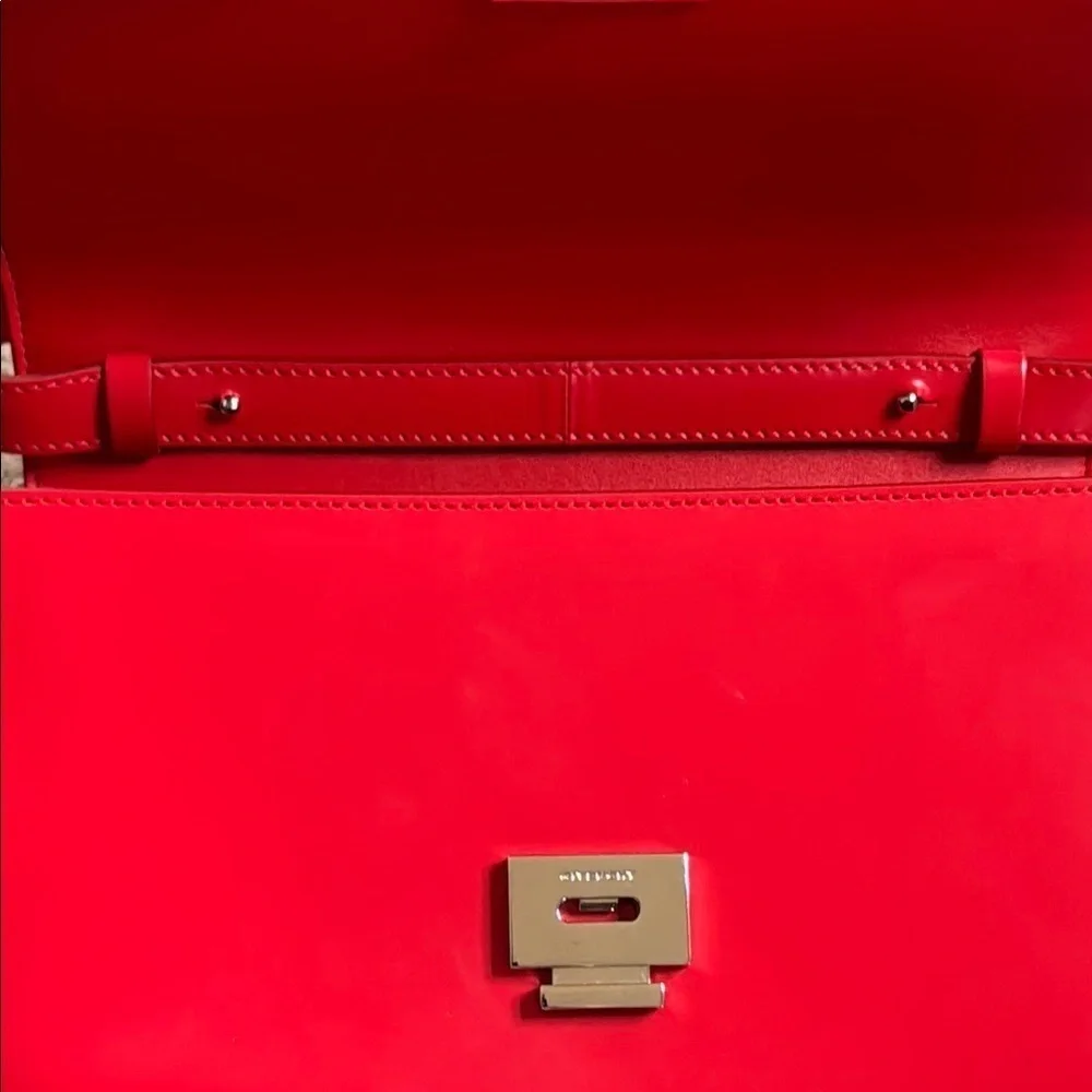 Givenchy Calfskin Infinity Flap Shoulder Crossbody Bag Leather Red w Dust bag